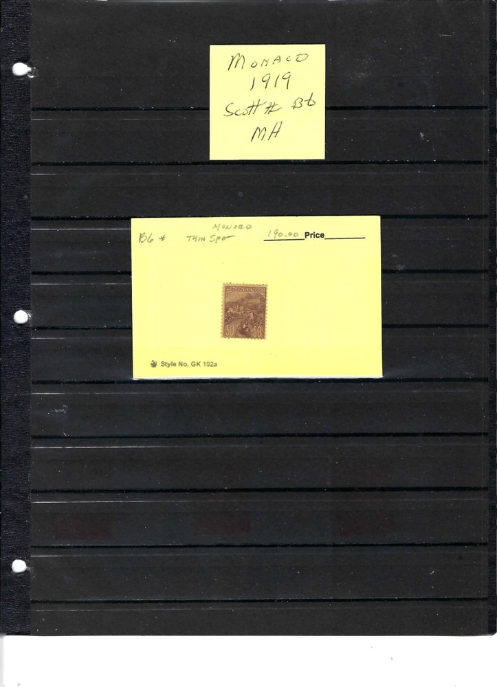 1919 MONACO (Scott# B6) - Mint Light Hinge - (2190)