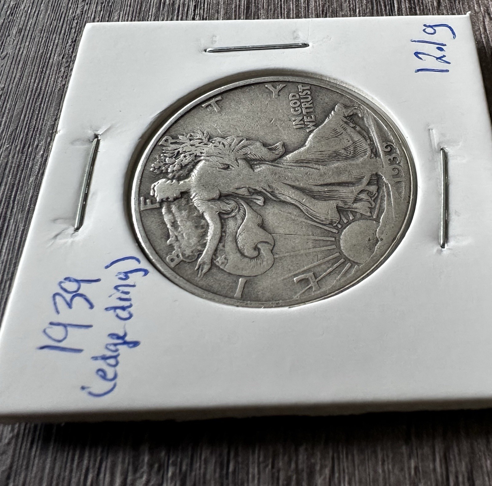 1939 P Walking Liberty Half Dollar - 90% Silver - Vintage Coin - *Edge Ding*