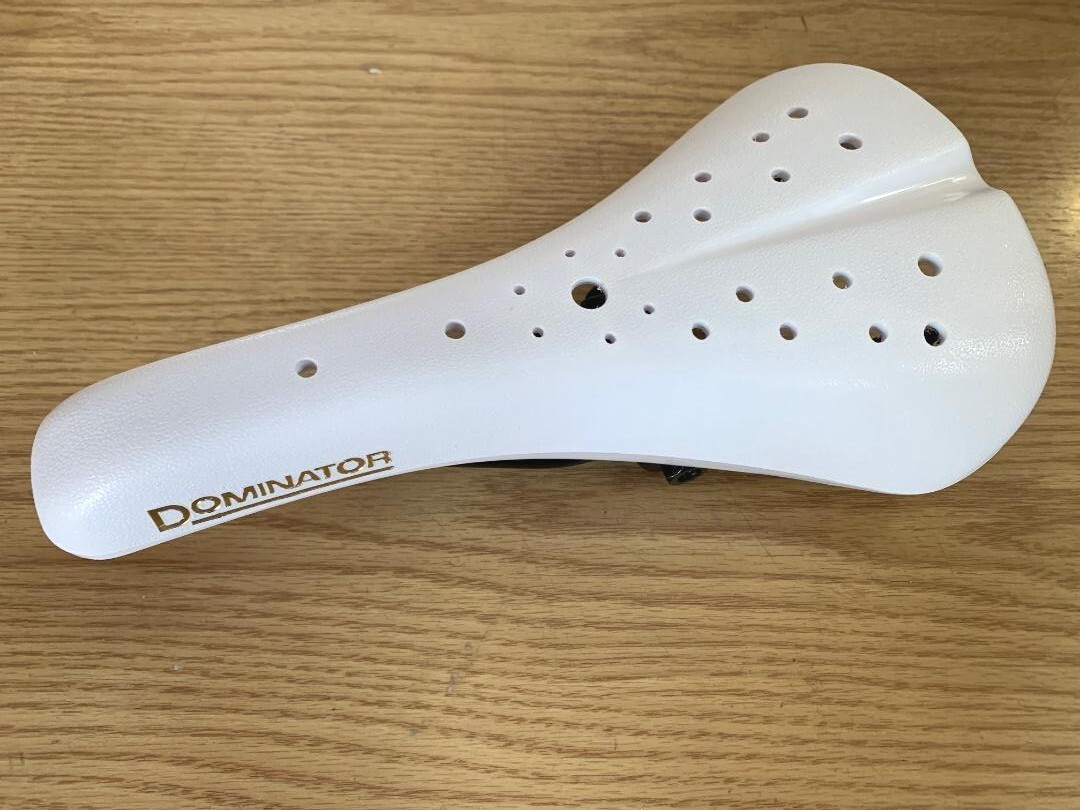 WHITE Old School BMX Bike Seat Hard Shell Viscount Dominator with Grips New
