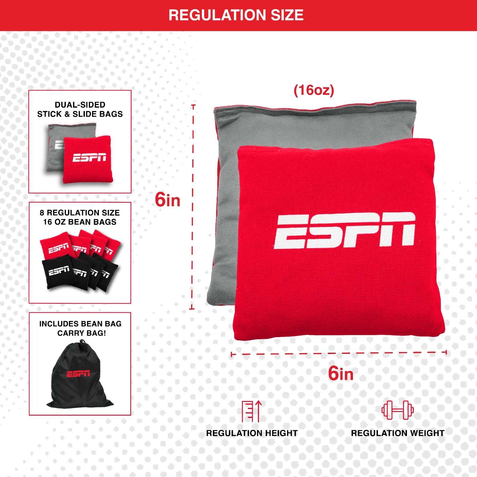 ESPN 2’x4’ Cornhole Board Set Includes Cornhole Bags and Travel Case