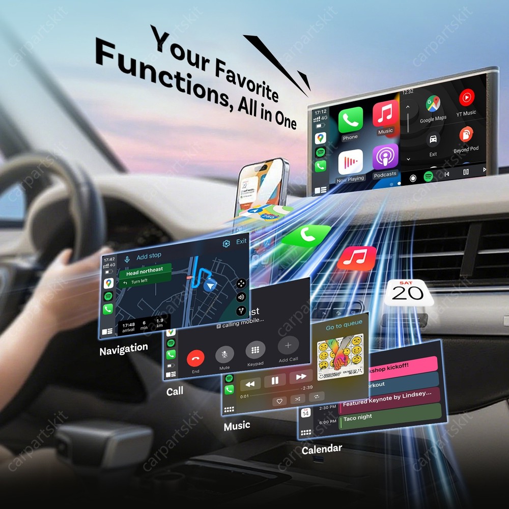 4-in-1 Wireless CarPlay Android Auto Adapter - Screen Mirror Link AirPlay