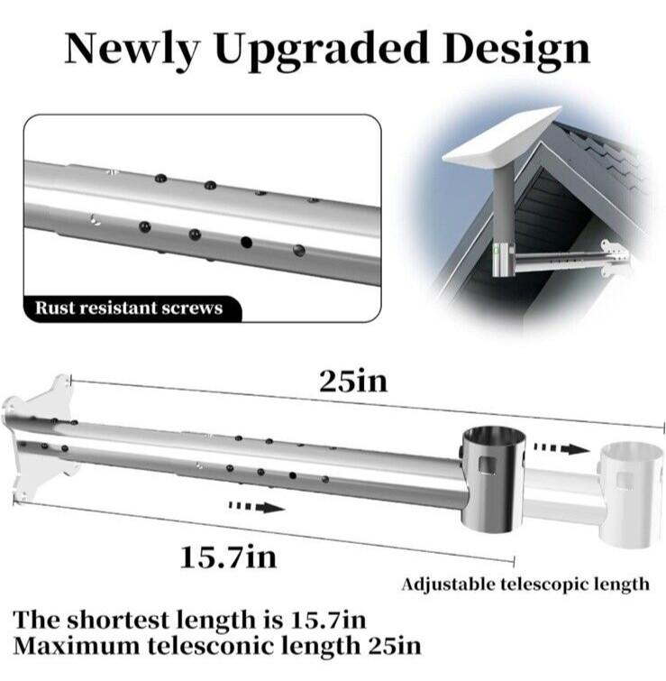 Retractable Starlink Wall Roof Mount Kit - Compatible with V2 Rectangular Dish