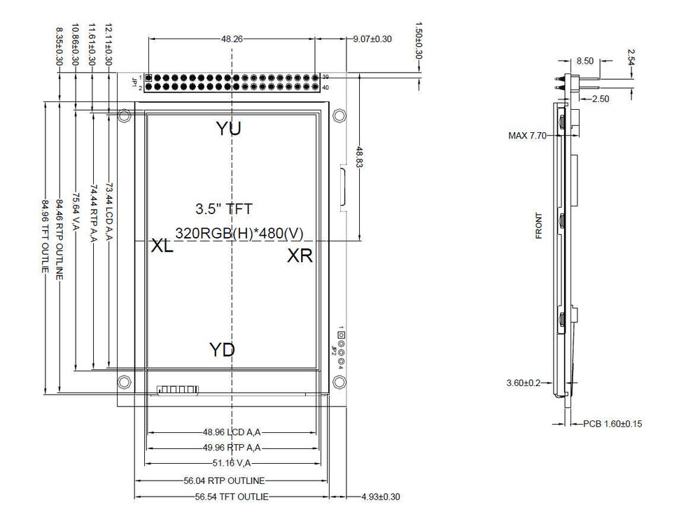 3.5" TFT LCD Display w/Capacitive Touch Panel Screen,Breakout Board,Tutorial