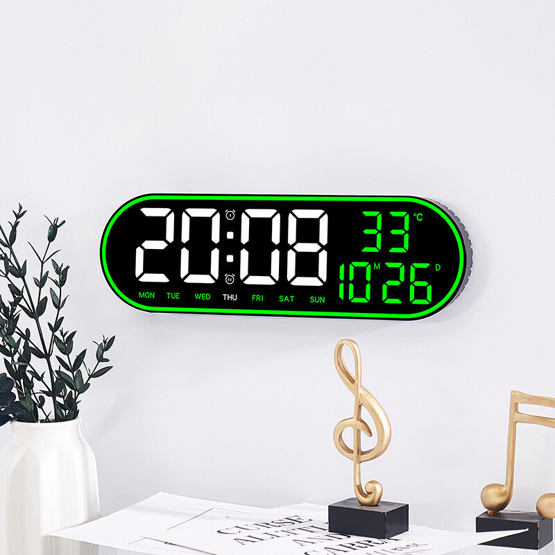 Big Digital LED Wall Clock Temperature Date Remote Control Ambient Light Timing