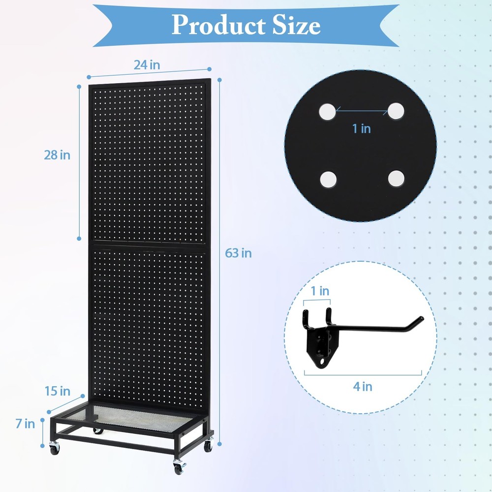 NectaCol Metal Pegboard Display Stand with Baseplate, Two Separately Pegboard...