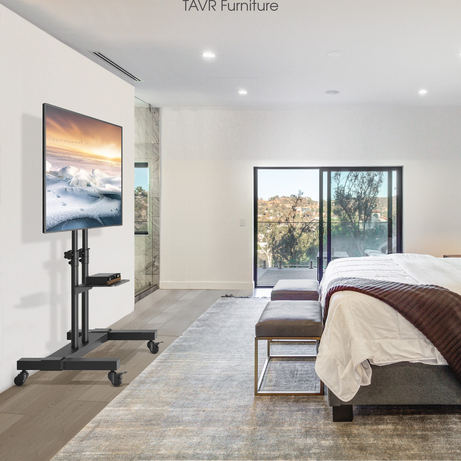 TAVR Tall Rolling TV Stand TV Cart with Wheels for 32 to 85 Inch Flat Panel TVs