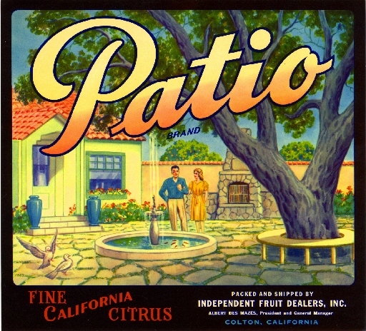 Colton San Bernardino California Patio Orange Citrus Fruit Crate Label Art Print