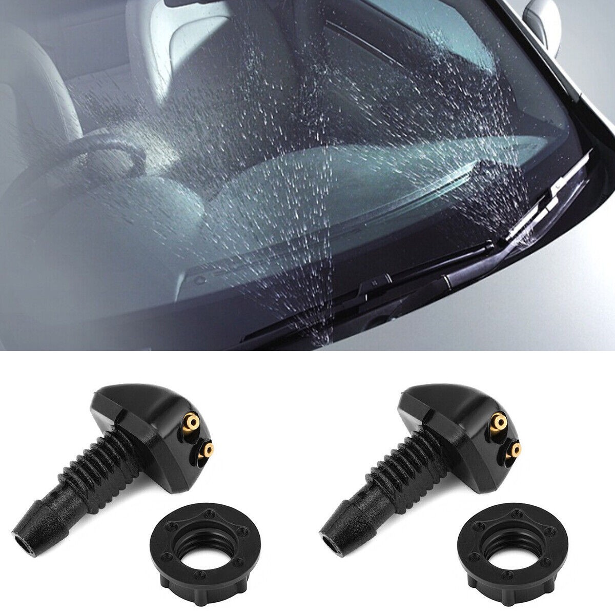 Car Front Windshield Wiper 6.5ft Fluid Hose 2x Nozzle Windshield Sprayer Jet Kit