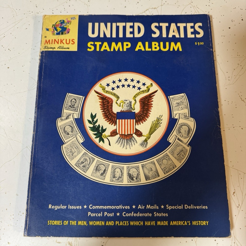 1963 Minkus United States Stamp Album- With Stamps Collectors Vintage