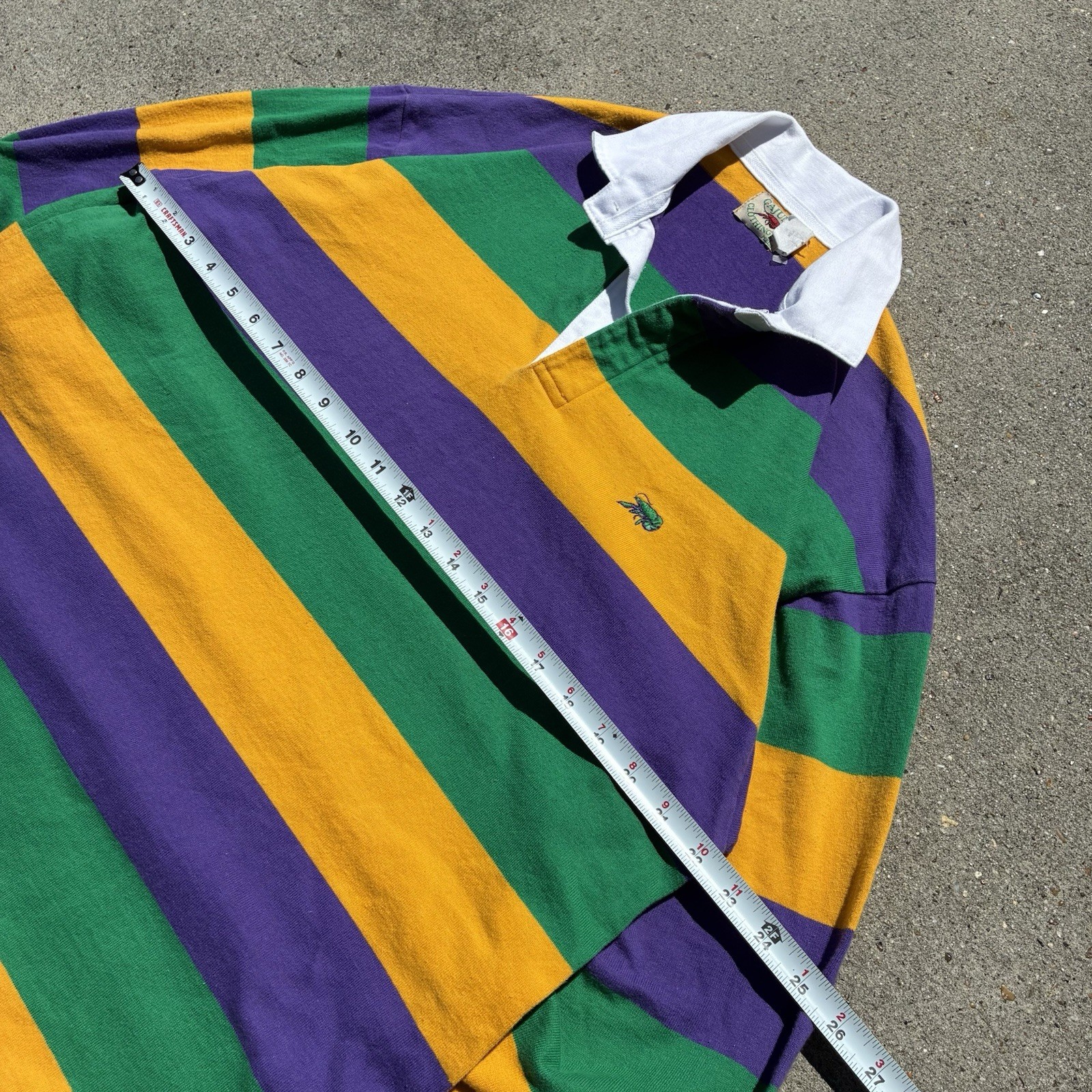 Perlis Mardi Gras Rugby Shirt Men's Medium Purple Striped USA