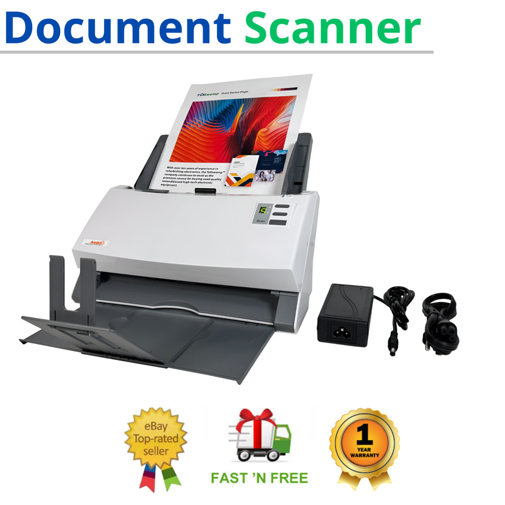 Hi-Speed USB Pass-Through Document Scanner for Bulk Scanning Work w/AC Adapter