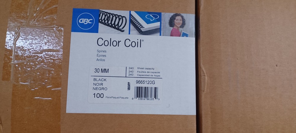 30mm Spiral Binding Coils - 240 Sheet Capacity, 100 Pack, Black