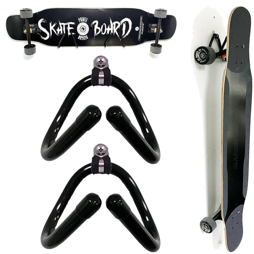 2 Pack Universal Skateboard Wall Mount Rack. Horizontally/Vertically Wall Mou...