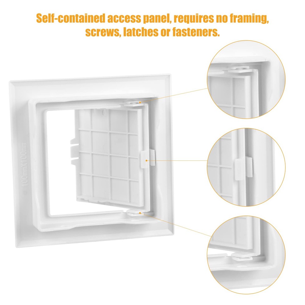 6x6 Inch Plastic Access Panel, 15x15cm, Drywall Ceiling, Wall, White, Hinged