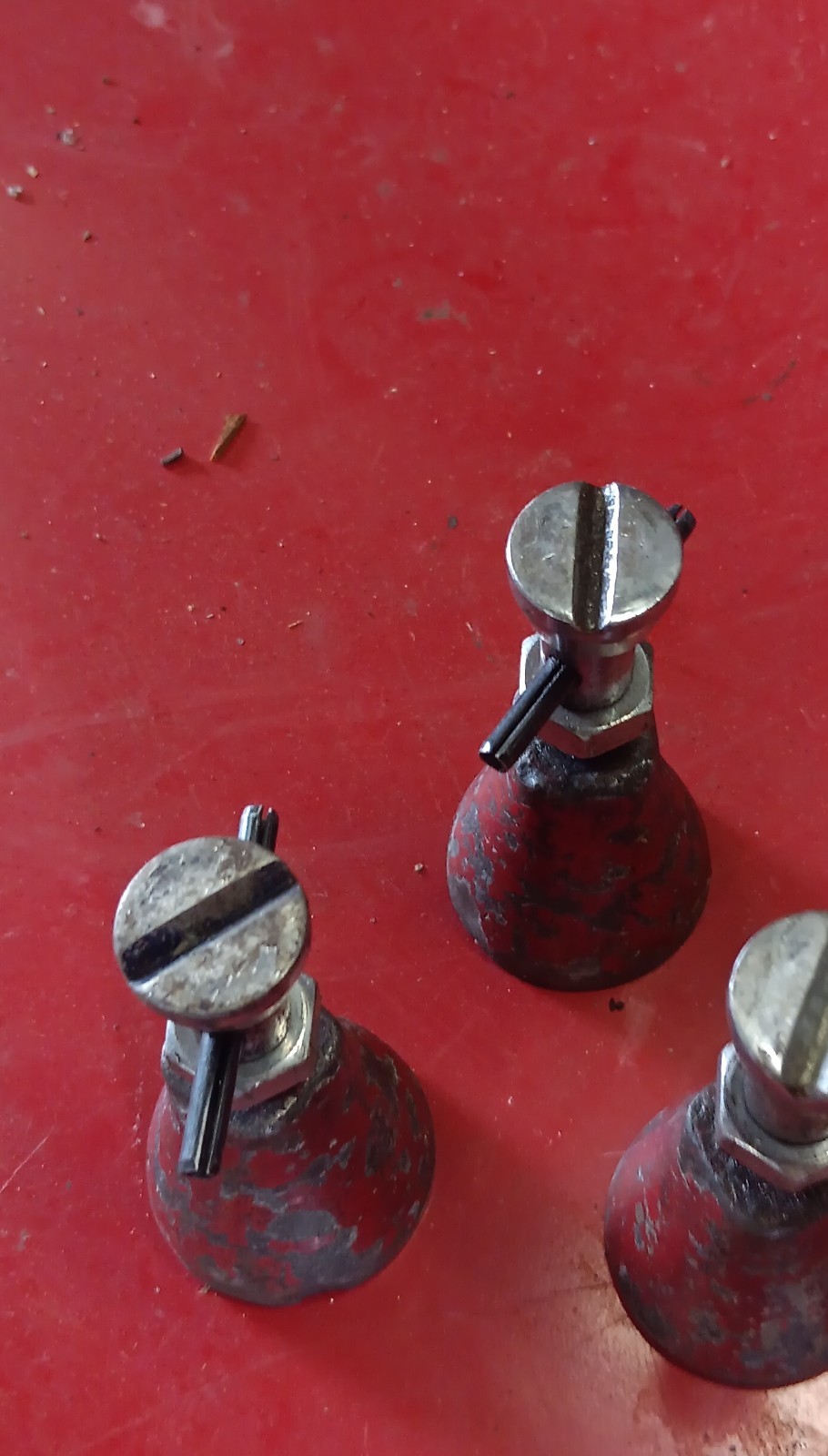 Vintage Machinist Tool Holders Set of 3 Red Metal Collectible