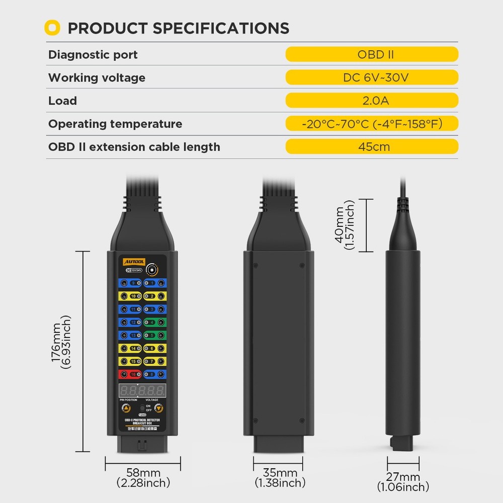 OBD2 Breakout Box OBDII Protocol Detector CAN Test Break Out Box Resistor Mode