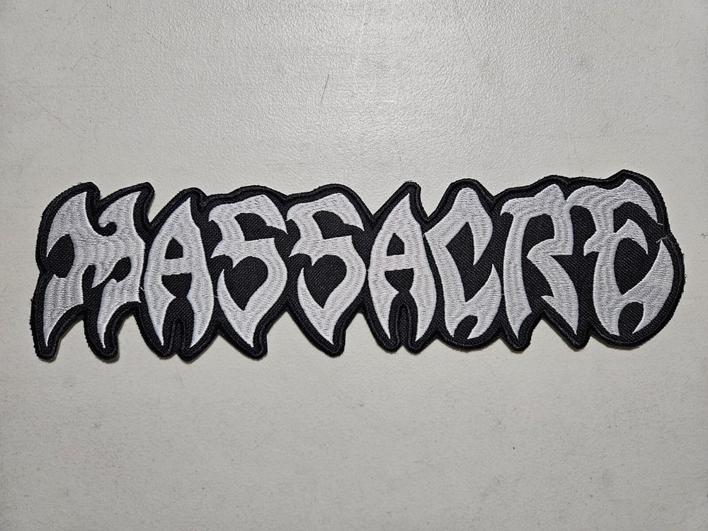 MASSACRE,SEW ON WHITE EMBROIDERED LARGE BACK PATCH