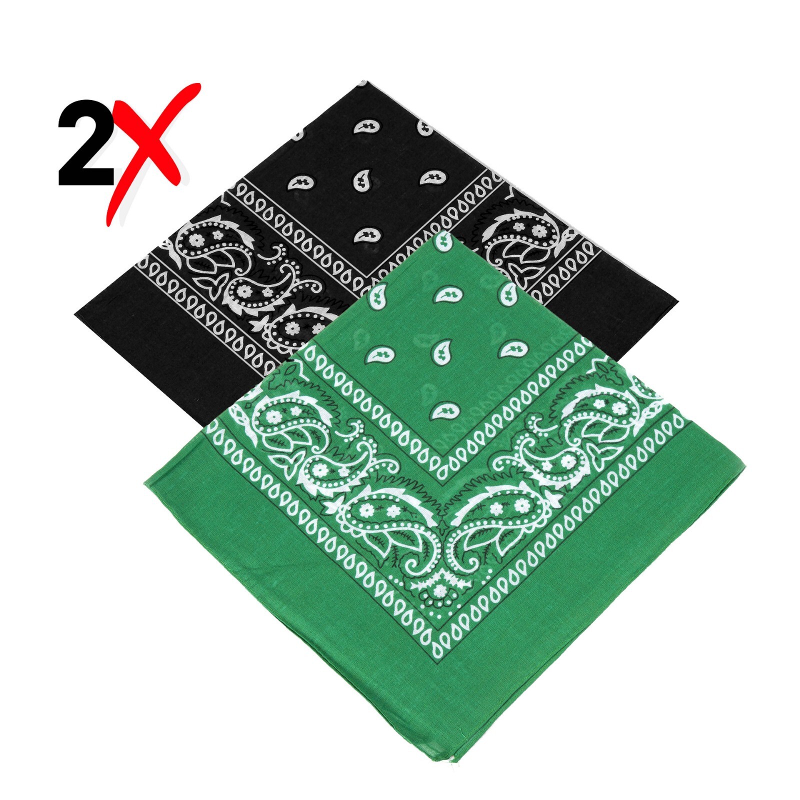 2 Pack Bandana 100% Cotton Paisley Print Double-Sided Scarf Head Neck Face Mask