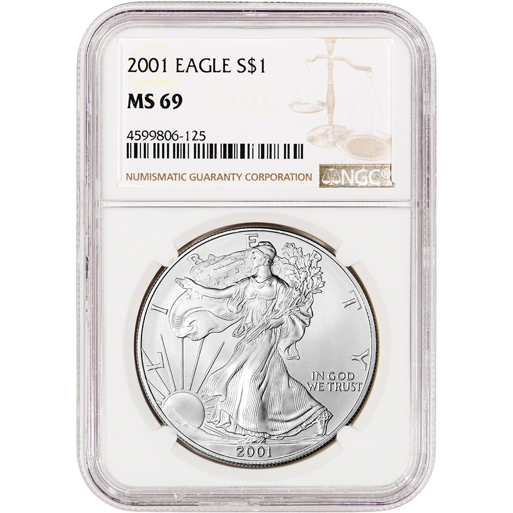 2001 American Silver Eagle Coin - NGC MS69