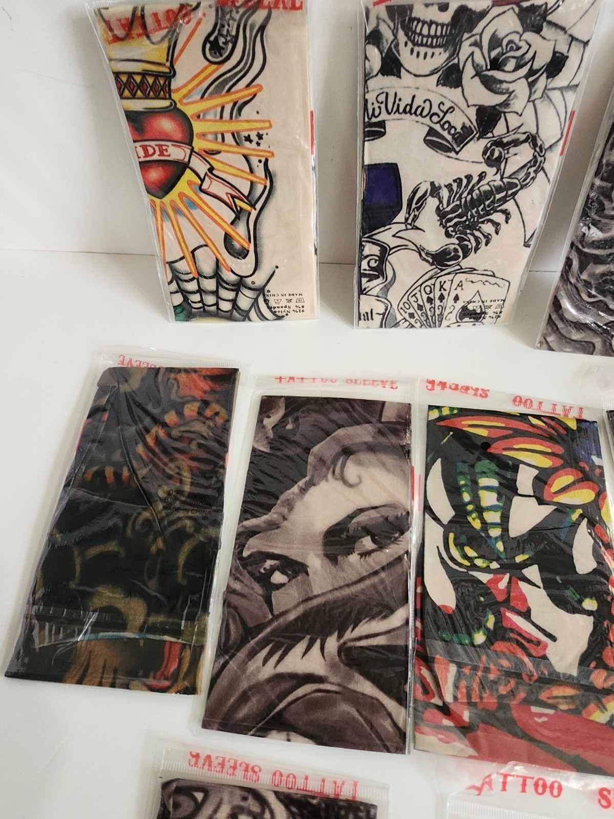 9 Pcs Temporary Tattoo Sleeve for Men Cooling Arm Sleeves Long Fingerless Arm