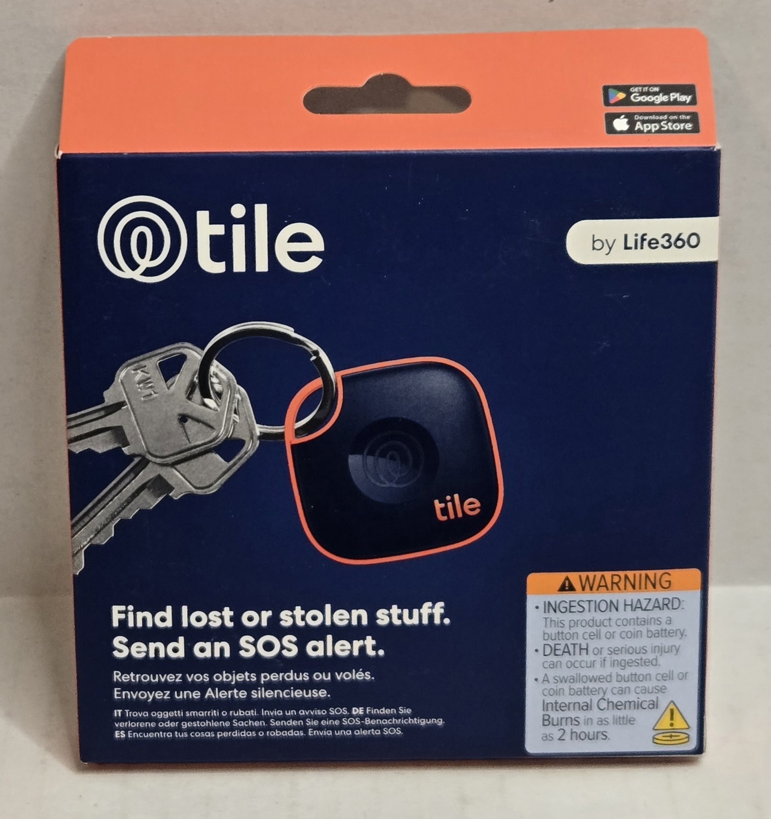 Tile Mate by Life360 Bluetooth Key Finder Navy Blaze (1-Pack) New/Sealed