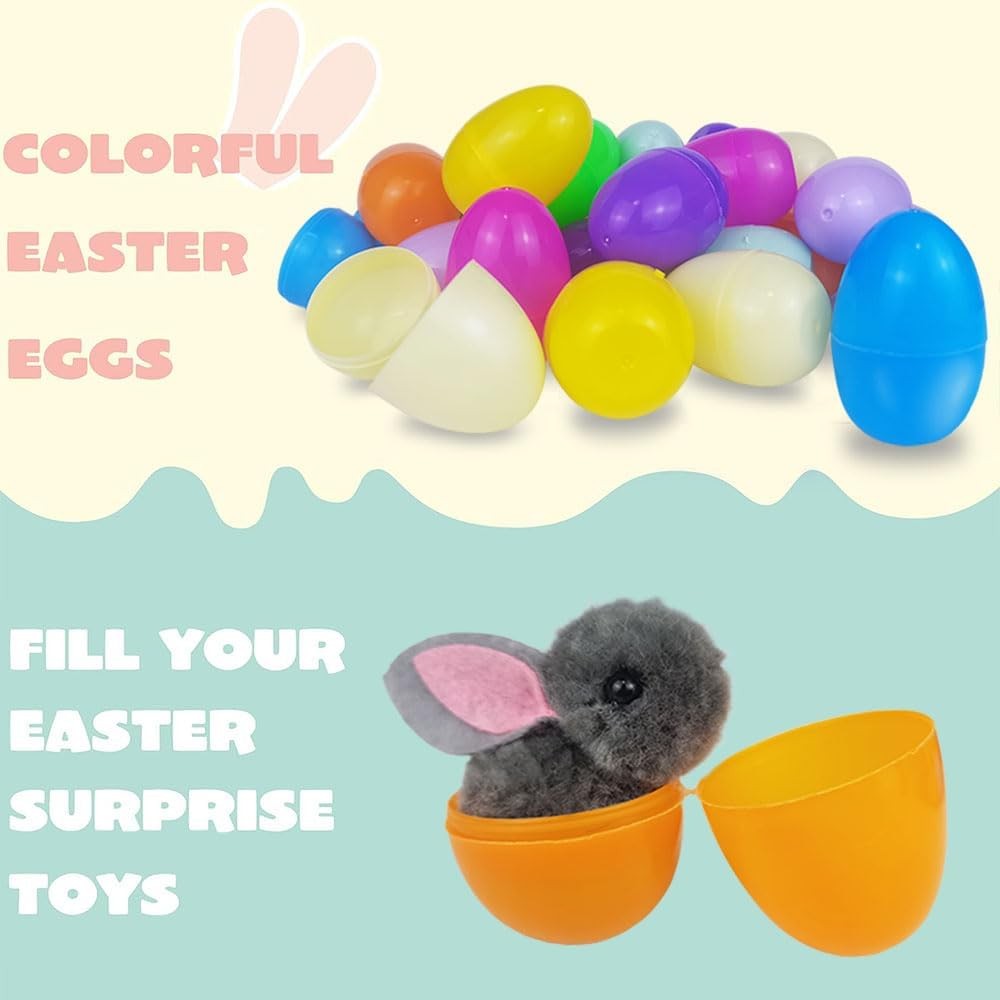 48 PCS Fillable Easter Eggs, Colorful Easter Eggs Empty, Bulk 2.3" Plastic Brigh