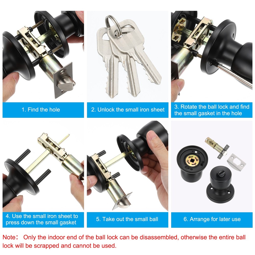 4 Pack Key Entry Door Knobs Interior, Bronze