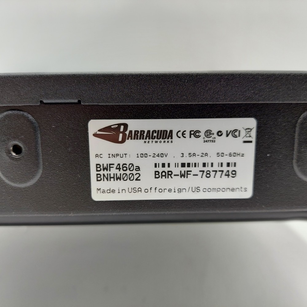 BARRACUDA WEB APPLICATION FIREWALL 460 BWF460A