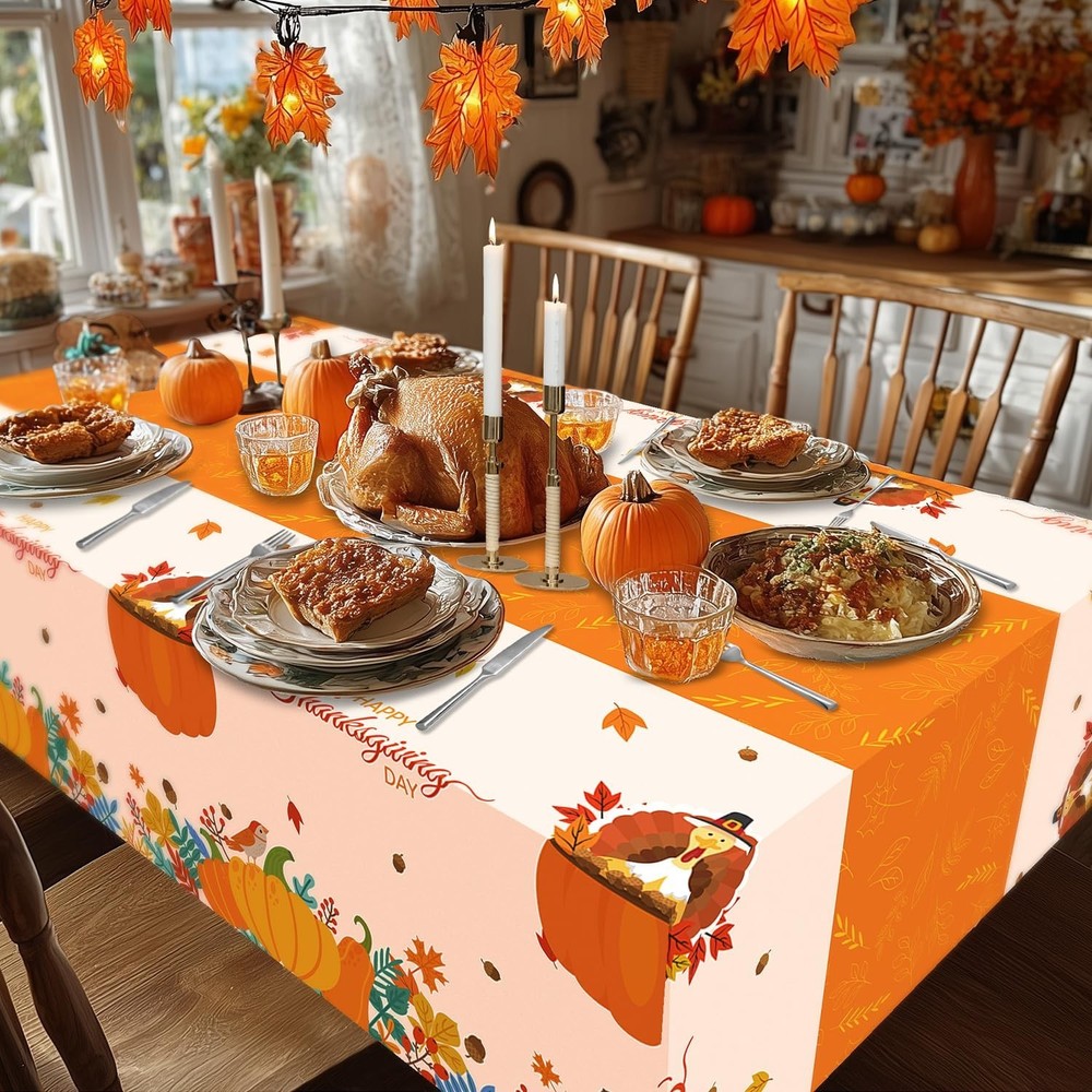 Thanksgiving Plastic Tablecloth Disposable 3 Pack – Fall Table Decorations