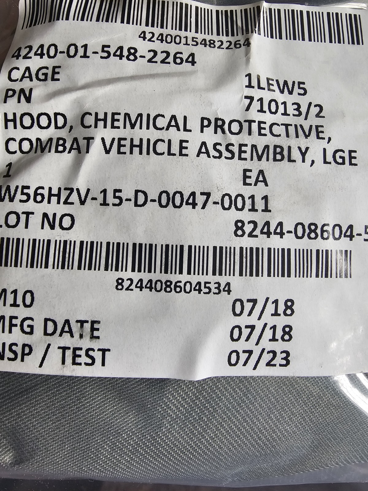 AVON M50/M51/C50 Large gas mask hood/ protective hood assembly. New! NIP
