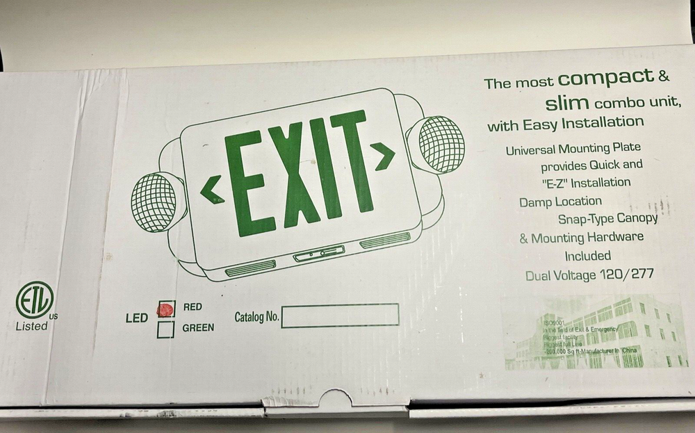 Emergency Light Exit Sign 1-Pack Exit Combo with Battery Backup Store Retail