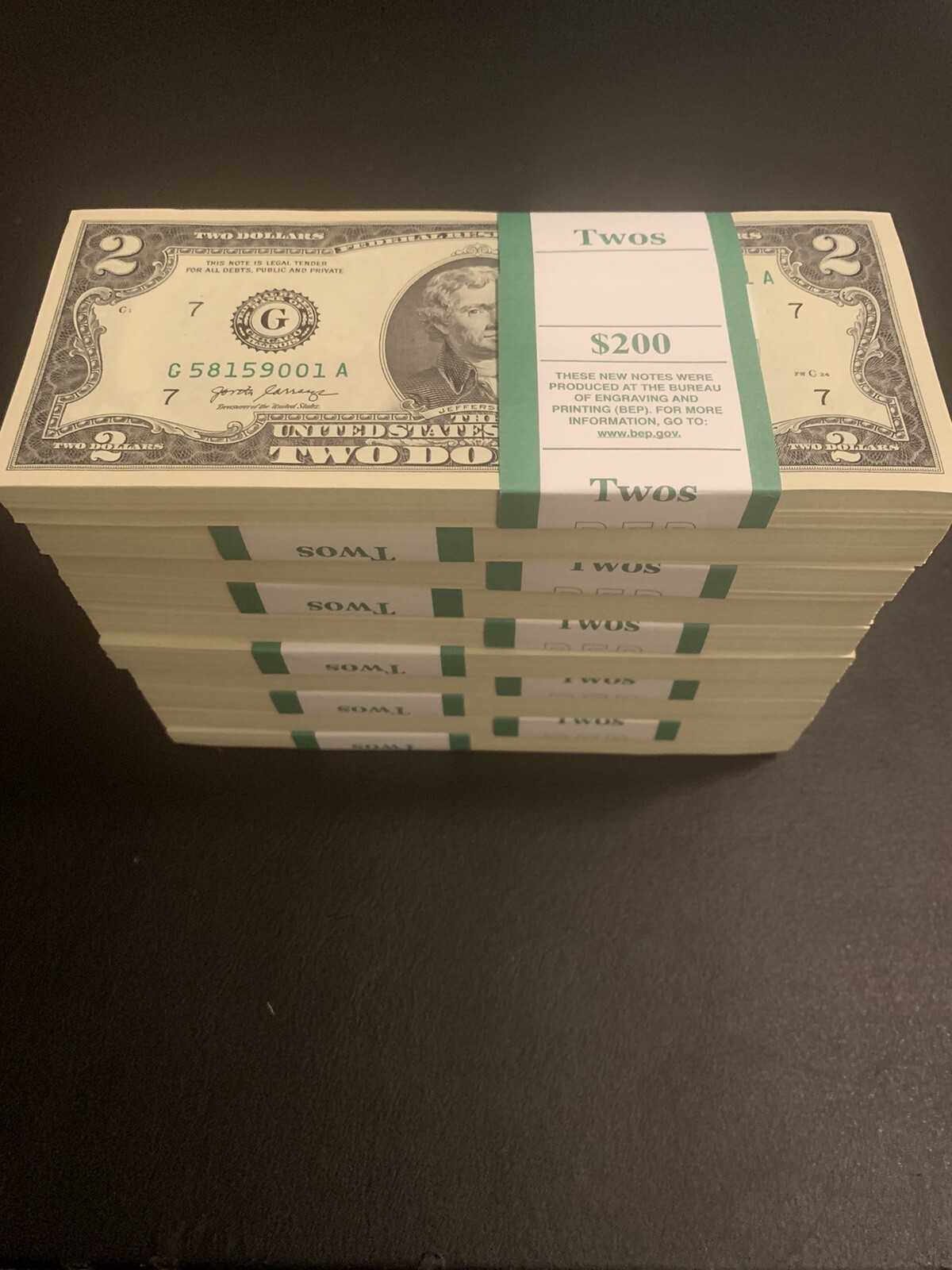 100 ($2) Two Dollar Bills ($2 Bill) - Uncirculated Sequential - Buy More & Save