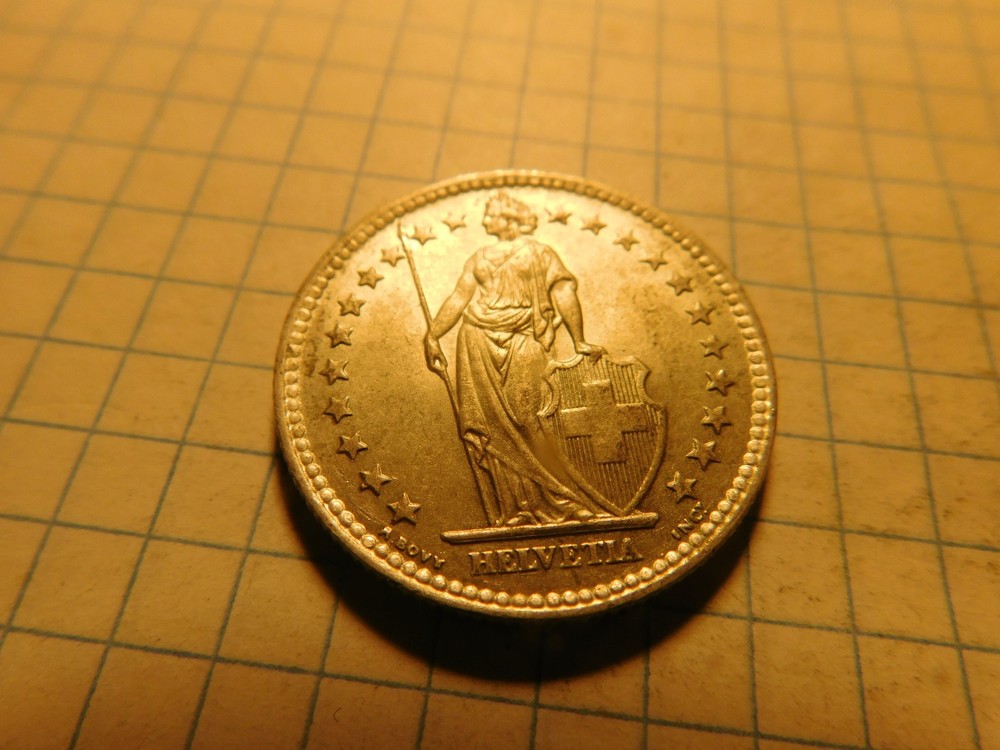 SWITZERLAND 2 FRANCS 1963 B SILVER # 1013