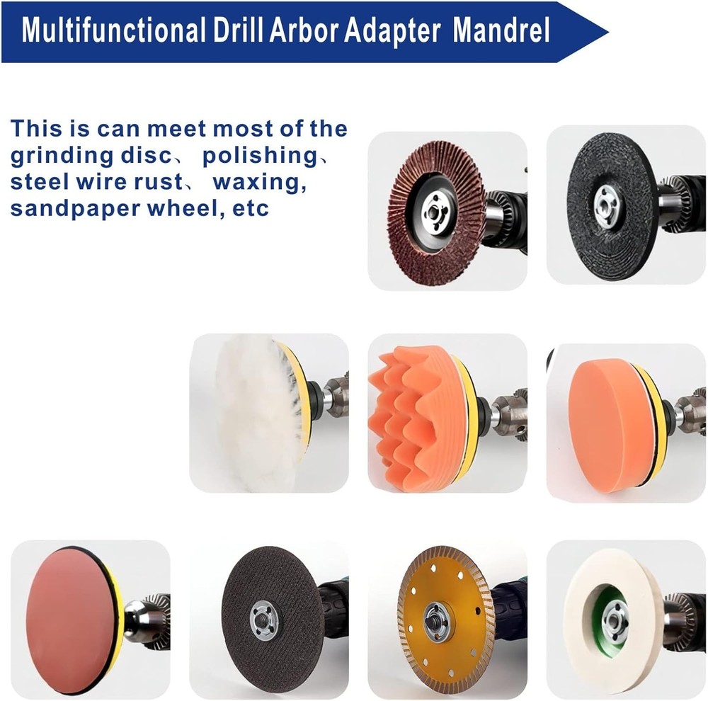 Electric Drill Grinder Wheel Disc Adapter 6mm & 10mm & Adjustable...