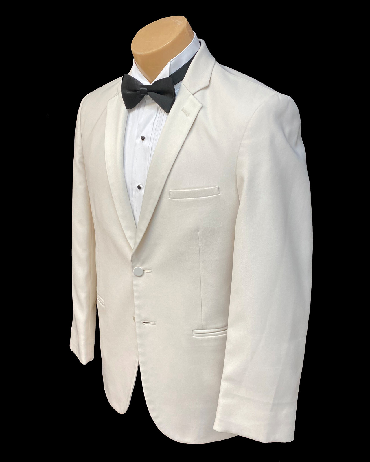 Men's Jean Yves Ivory Tuxedo Jacket Satin Notch Lapels Modern Fitted Slim Fit