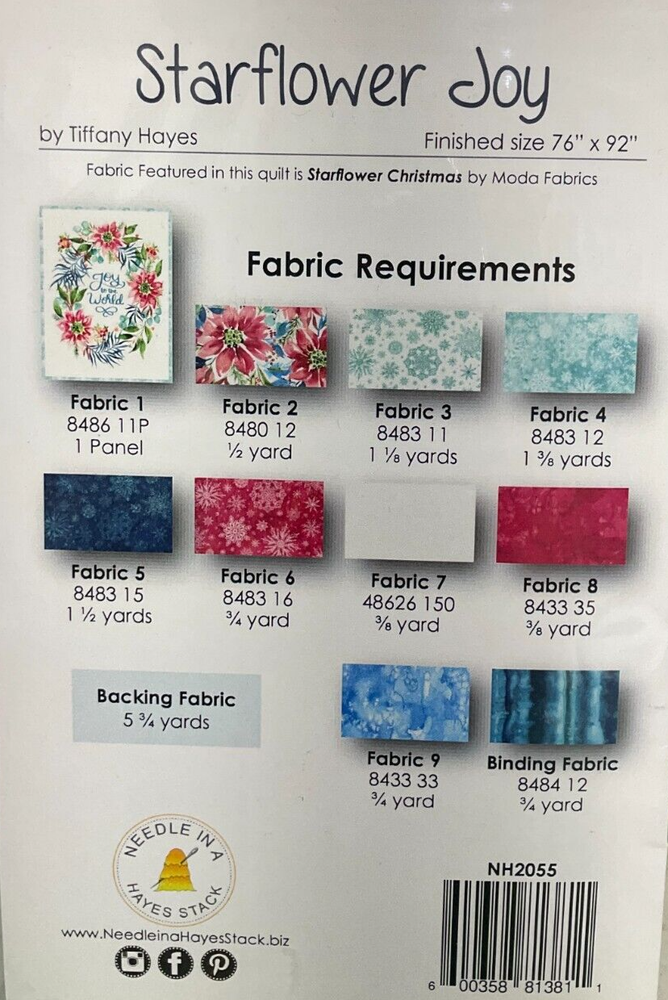 NEEDLE IN A HAYSTACK #NH2055 - STARFLOWER JOY QUILT PATTERN 76 x92