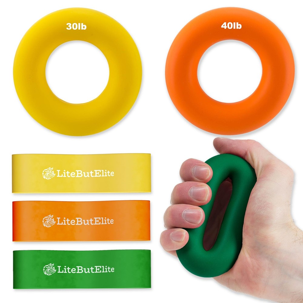Silicone Ring Grip Strength Trainer Kit - Effective yellow, orange, green