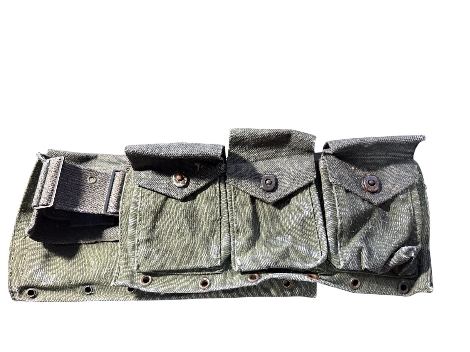 Vintage US Military OD Green Canvas Triple Pouch ALICE Field Gear Surplus