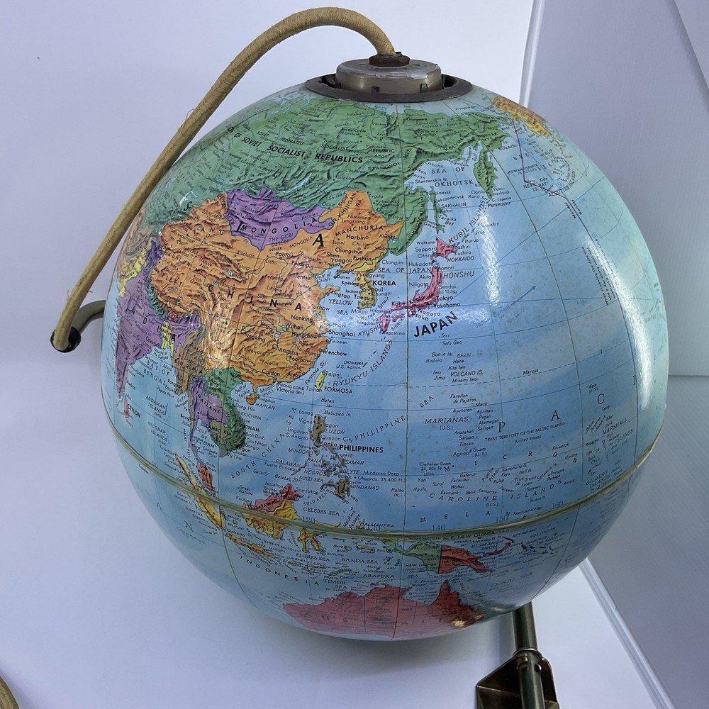 Replogle Vintage Globemaster Relief Globe Wall Mounted Hanging Light Globe