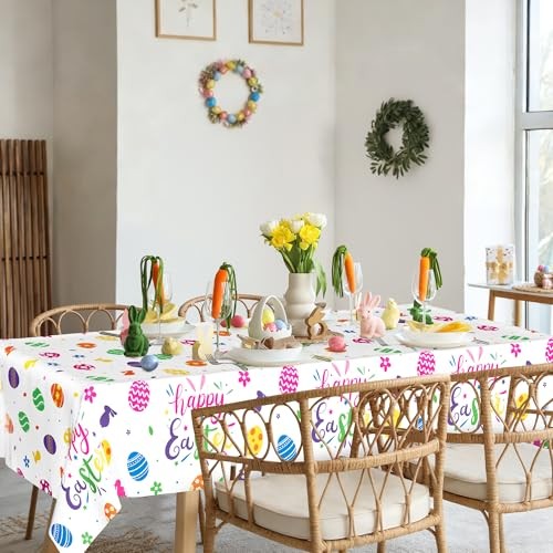12 Pack Easter Tablecloths Rectangular, 54" x 108" Disposable Easter