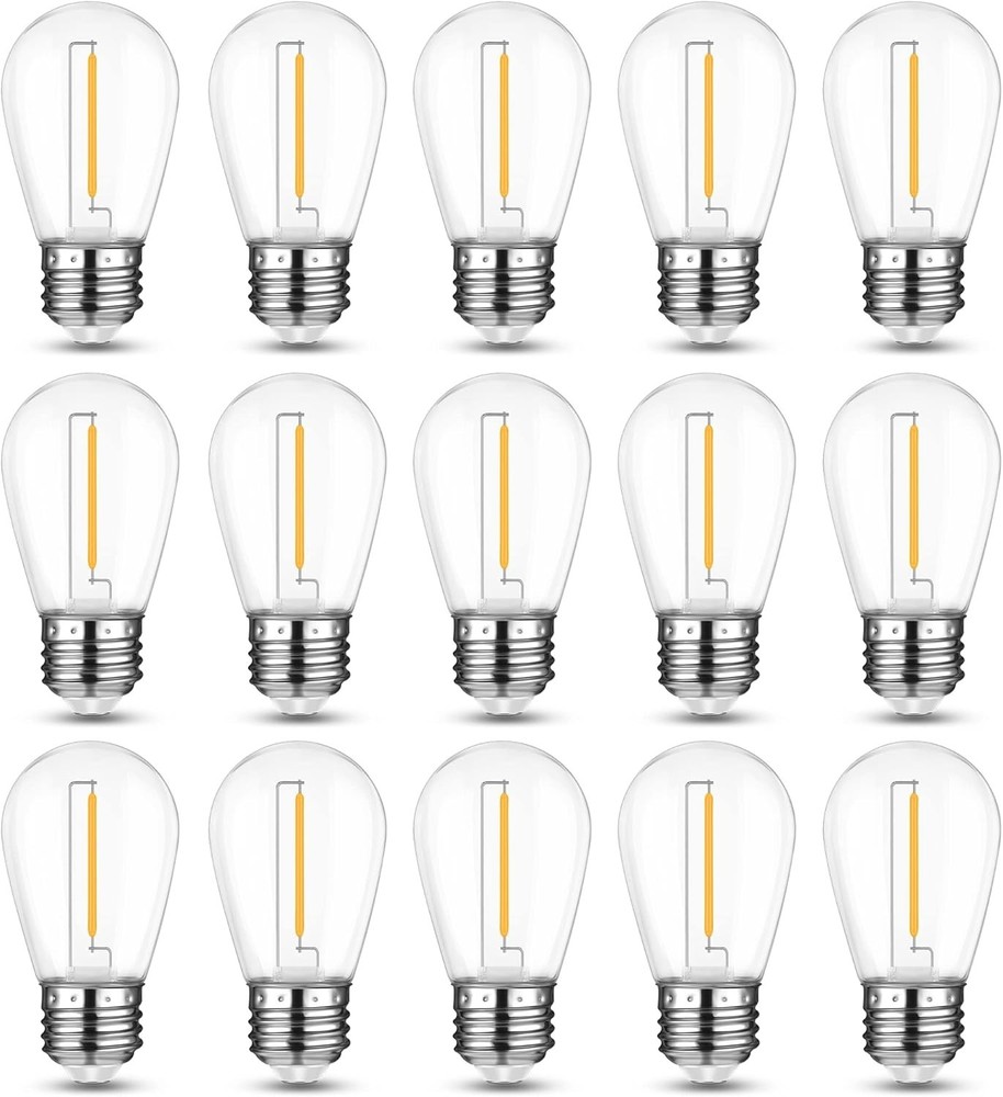 15 Pack Warm White S14 LED Bulbs - Energy Efficient, Shatterproof & Waterproof