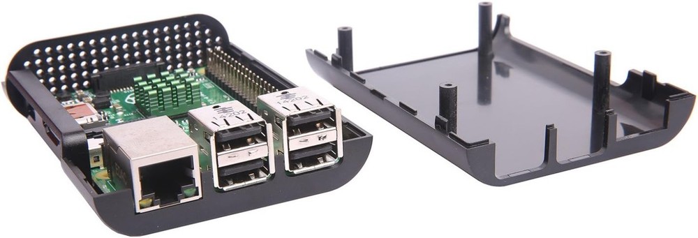 Lightweight Jet Black Case for Raspberry Pi B+ & 2 B - Stylish with Air Cooling