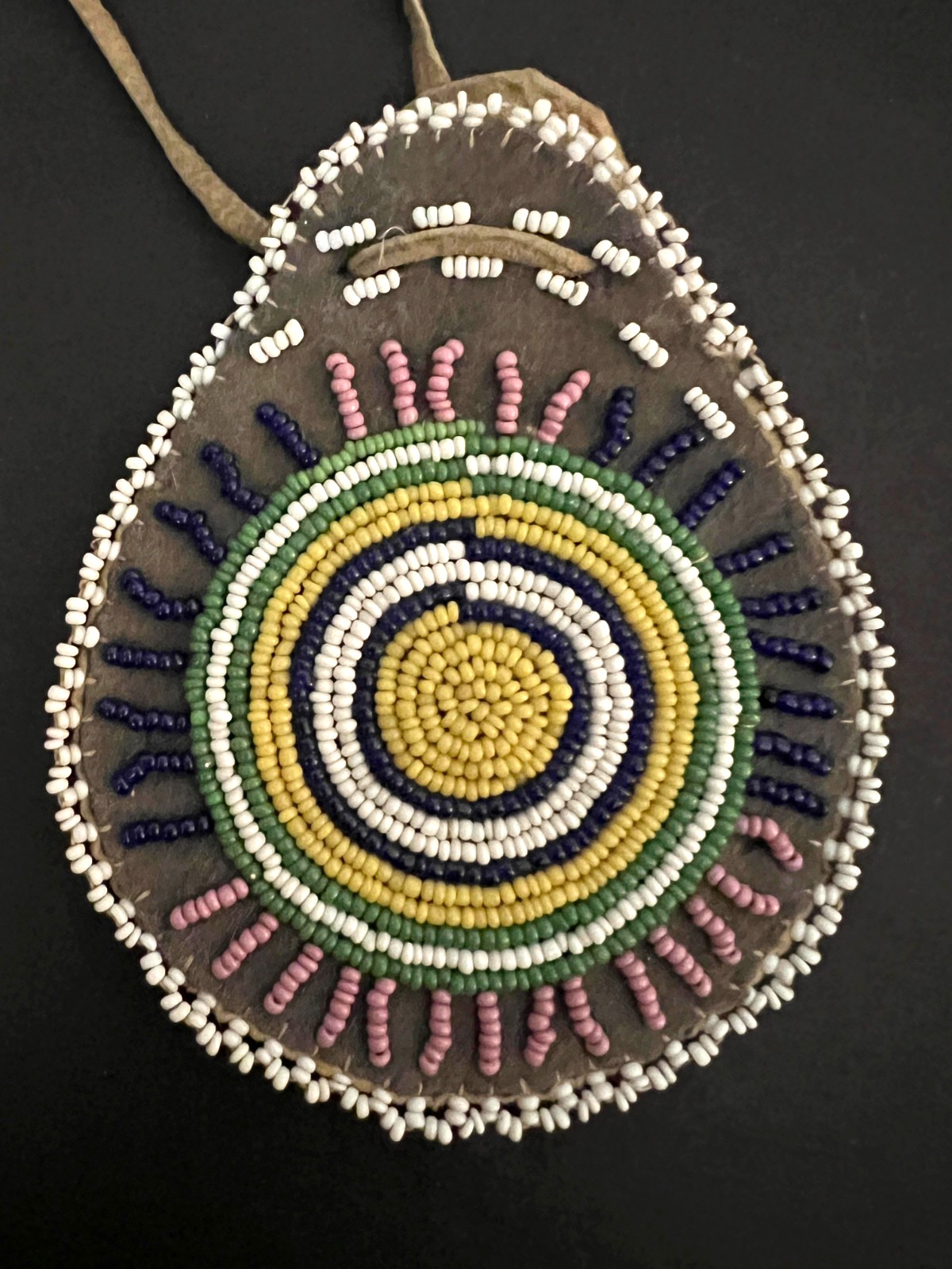 NEX PERCE SMALL BEADED LEATHER POUCH Sun Design Native Antique American Art