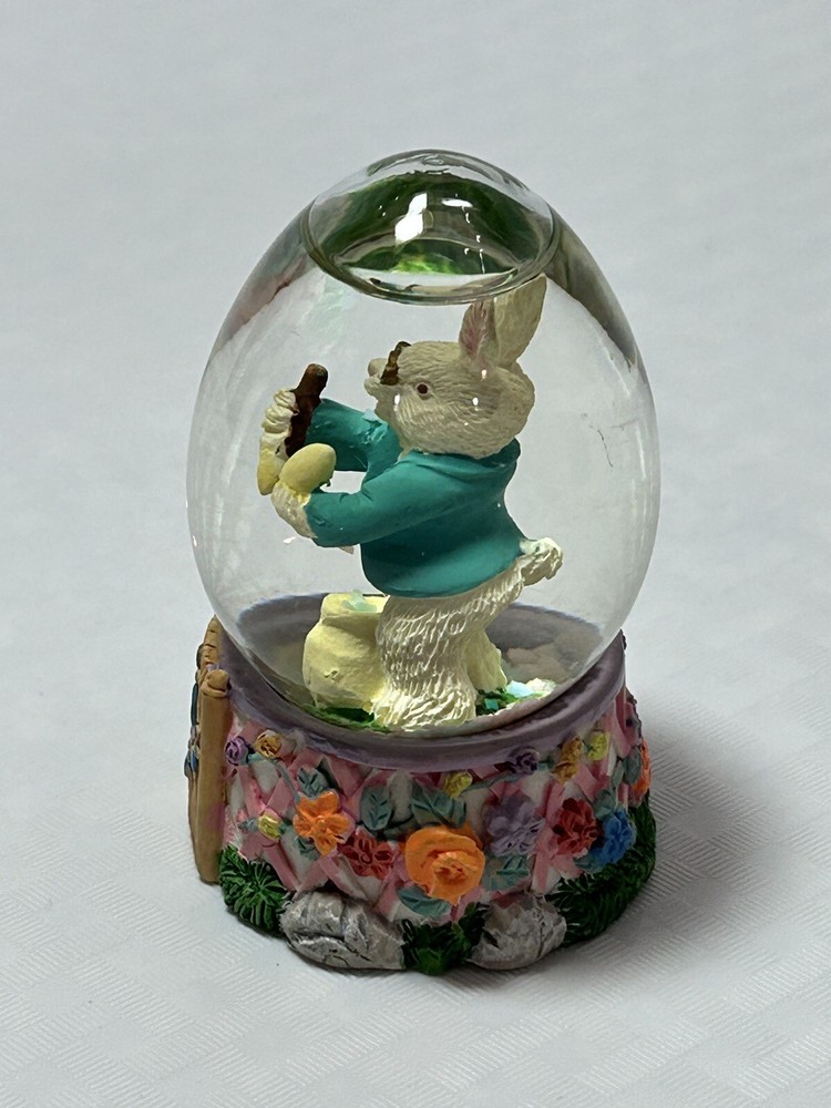 Vintage Easter 3” Rabbit Bunny Snow Globe