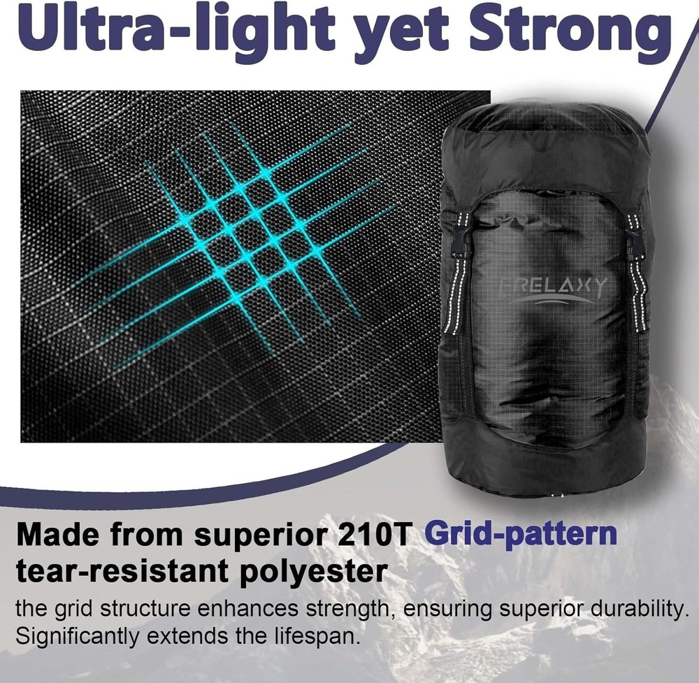 Water-Resistant & Ultralight Sleeping Bag Stuff Sack - Space Saving Gear