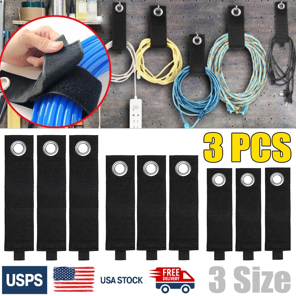 Heavy-Duty Storage Straps - 3 Pack Hook and Loop Hanging Extension Tool Organize