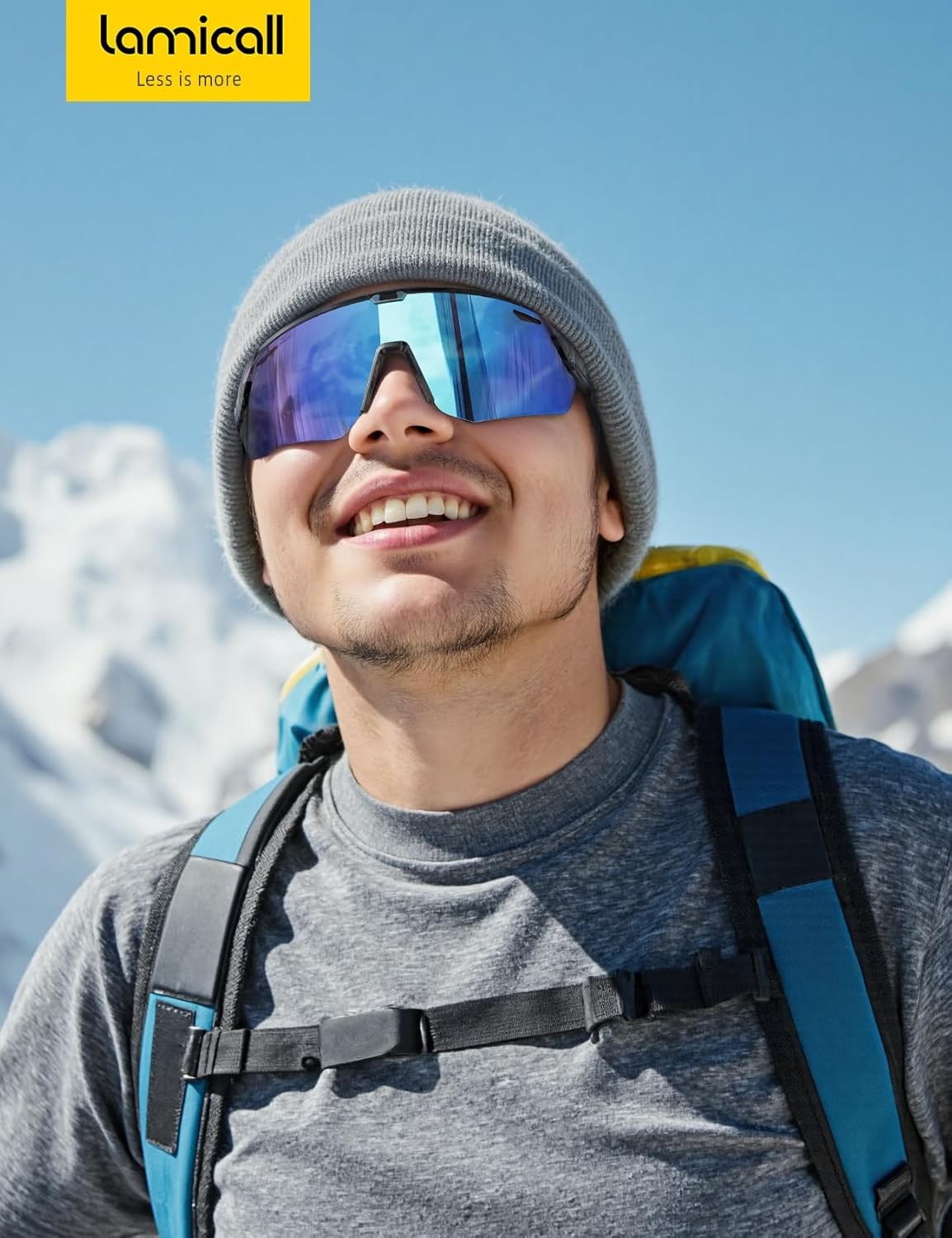 Lamicall 24g Polarized Sports Sunglasses middle, Gray Frame-blue Green Lens