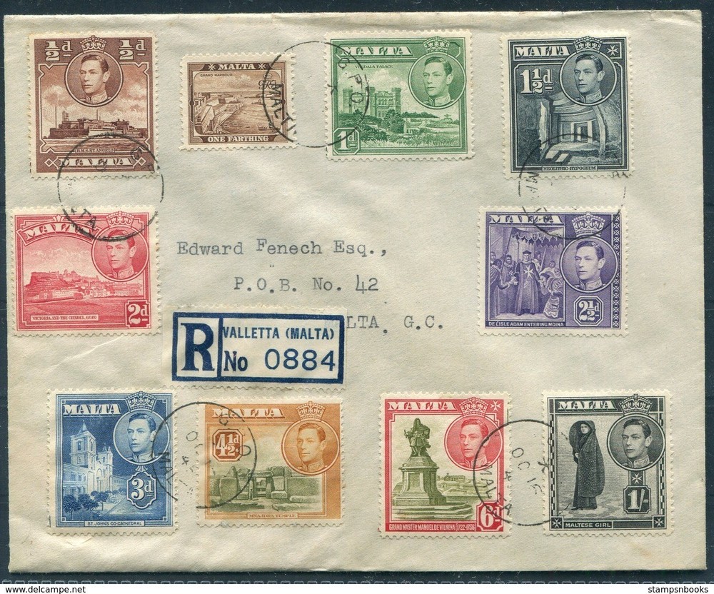 1945 Malta Registered Valletta cover