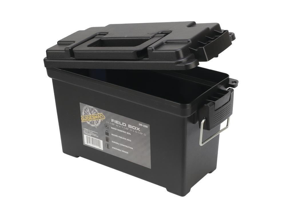 11" Black Medium Ammo Field Box with Handle Lockable, Stackable, Rubber Seal