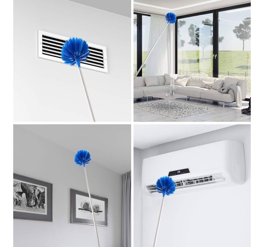 Cobweb Duster with Extension Pole, Washable Cleaning Duster Kit with 2 Dusters
